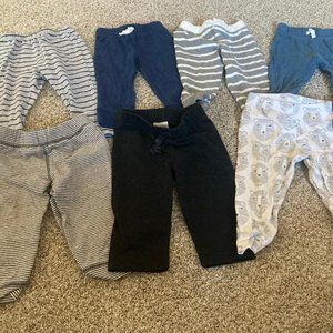 7 pairs of baby boy pants - mix of brands - 12 months